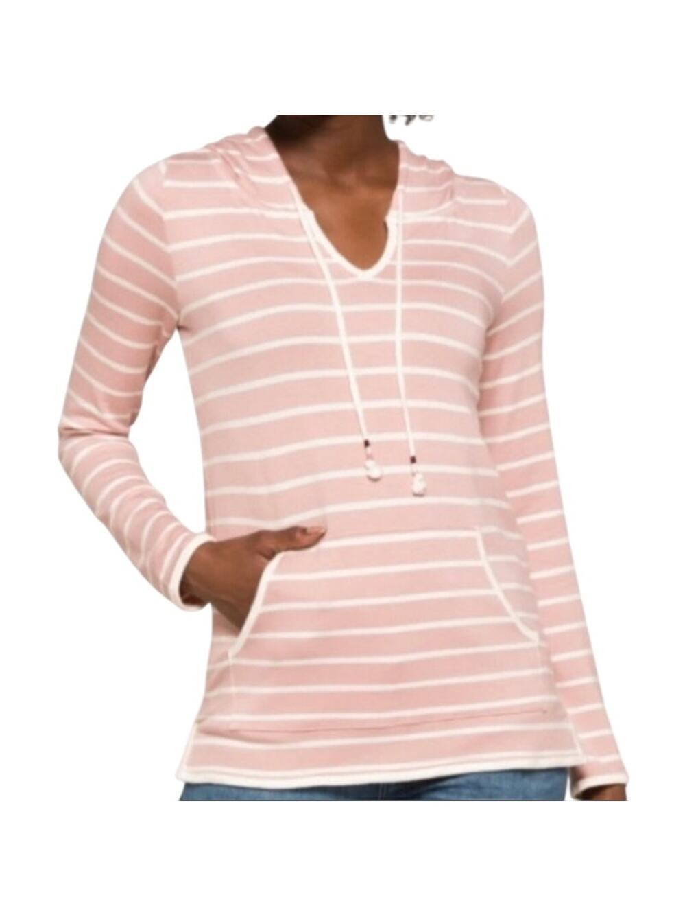 Market & Spruce Women’s Malala Split Neck French Terry Hoodie Womans SZ Medium